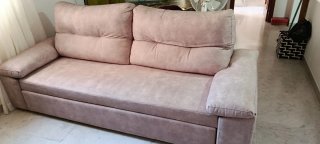Sofá Cama Beige Tela prácticamente nuevo