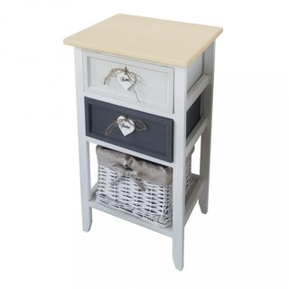 Comodino 2 Cassetti Bianco 35x28x62cm in Legno