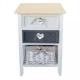 Comodino 2 Cassetti Bianco 35x28x62cm in Legno