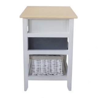 Comodino 2 Cassetti Bianco 35x28x62cm in Legno