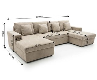Sofá Cama Beige 2 Chaise Longue