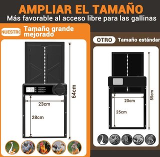 Puerta Automática Gallinero LCD Pilas