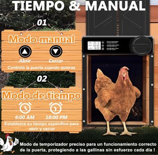 Puerta Automática Gallinero LCD Pilas