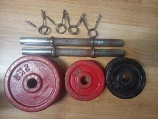Juego de pesas y barras