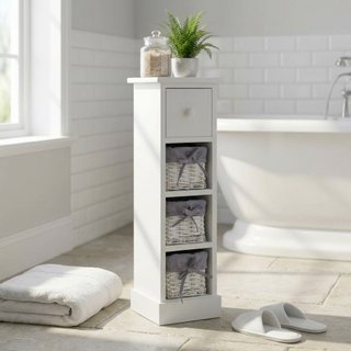 Mobiletto Bagno 3 Ripiani 1 Cassetto 21x21x70 cm