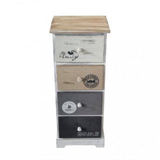 Cassettiera 4 Cassetti Stretta 29x25x72cm in Legno