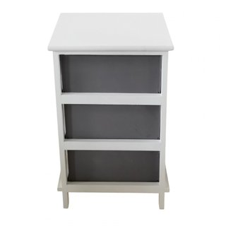 Comodino 3 Cassetti Comò in Legno Grigio e Bianco