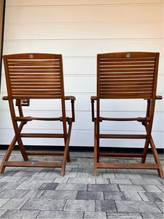 2 sedie pieghevoli in legno acacia con braccioli
