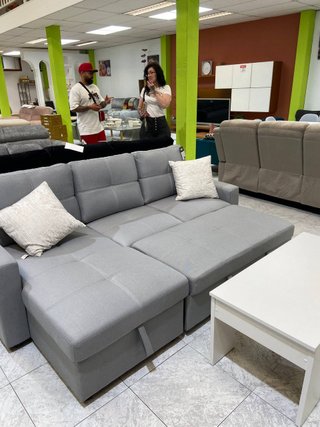 Sofa Chaise Longue Cama + Mesa Blanca