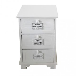 Comodino 3 Cassetti Comò Bianco 37x28x57cm Legno