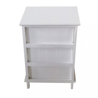 Comodino 3 Cassetti Comò Bianco 37x28x57cm Legno