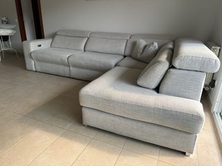 Sofá Chaiselongue Tela Beige/Gris