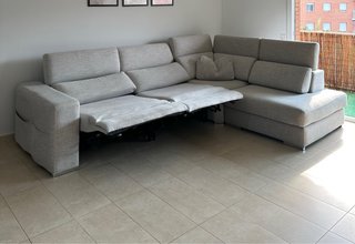 Sofá Chaiselongue Tela Beige/Gris