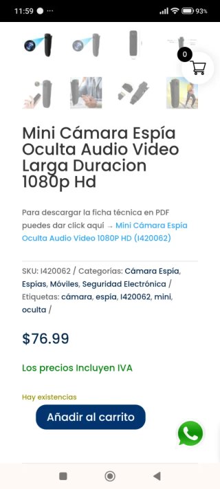 Mini Cámara Espía HD 1080P Larga duración