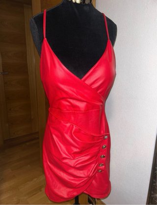 Vestido rojo efecto piel talla única