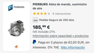 Mariposa Admisión Audi A4 B7 2.0 TDI