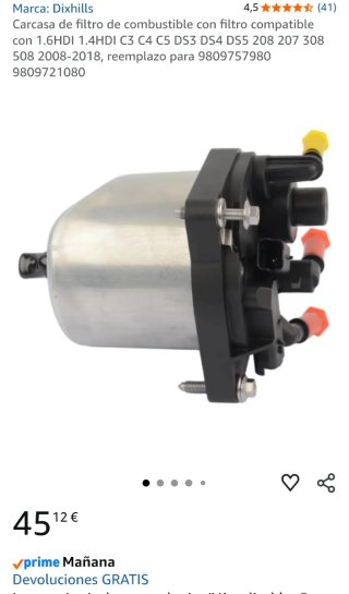 Filtro Gasoil 9809757980 completo tapa + filtro