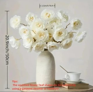 20 Flores Artificiales Beige y Blancas