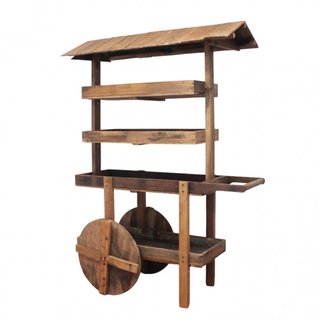 Carrello Fioriera Portapiante Rustico in Legno