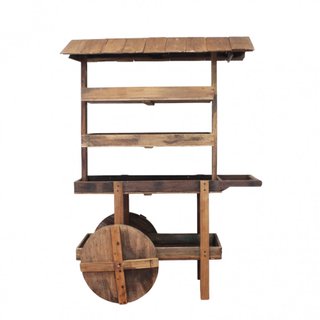 Carrello Fioriera Portapiante Rustico in Legno