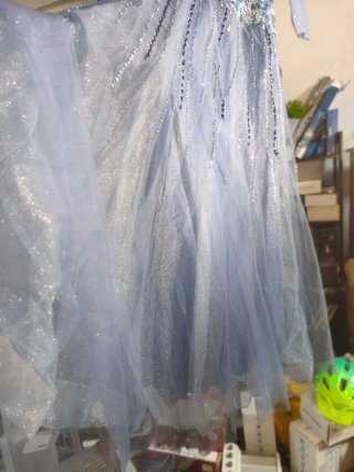 Elegante Vestido Gala Tul Azul/Morado Talla M