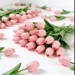 20 Flores Artificiales Tulipan Rosa