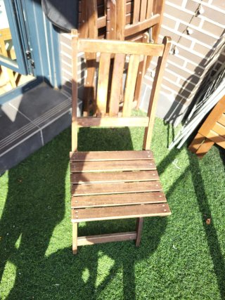 Mesa extensible terraza + 3 sillas madera