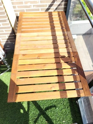 Mesa extensible terraza + 3 sillas madera