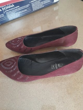 Zapatos planos terciopelo burdeos T.39