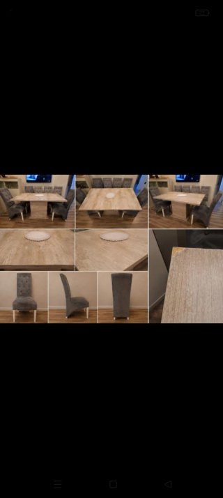Mesa extensible comedor + 6 sillas tapizadas