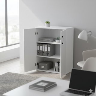 Mobiletto Multiuso 2 Ante Armadietto Bianco Legno