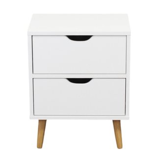Comodino 2 Cassetti Bianco 50x40x30cm in Legno