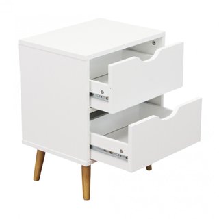 Comodino 2 Cassetti Bianco 50x40x30cm in Legno