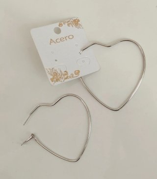 Pendientes aro acero corazón grandes.