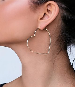 Pendientes aro acero corazón grandes.