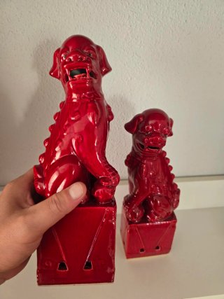 Perros Foo de Porcelana China Rojos
