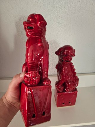 Perros Foo de Porcelana China Rojos