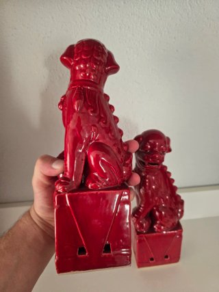 Perros Foo de Porcelana China Rojos
