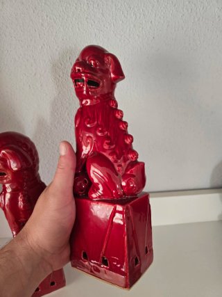 Perros Foo de Porcelana China Rojos