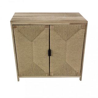 Madia Soggiorno 2 Ante 74x35cm Legno e Polyrattan