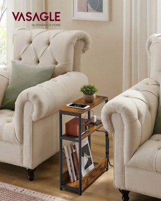 Mesa Auxiliar con Multienchufe 3 Estantes VASAGLE LET335K02