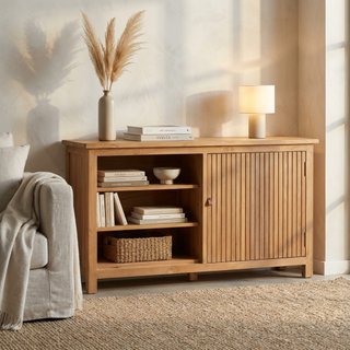 Madia Soggiorno 1 Anta 3 Vani Legno Teak 150x80cm