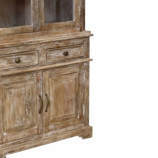 Credenza Vetrina 4 Ante 2 Cassetti Legno di Mango