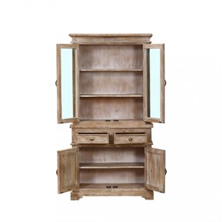 Credenza Vetrina 4 Ante 2 Cassetti Legno di Mango