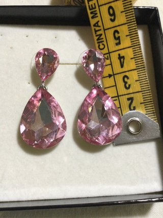 Pendientes largos de cristal rosa
