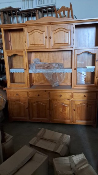 Mueble Salón Rústico Madera Vitrinas