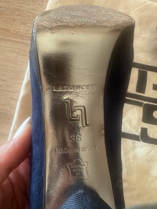 Zapatos de tacón azul Latouche con lazo