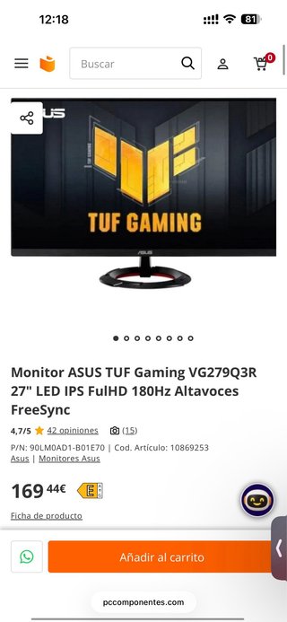 Monitor ASUS Negro