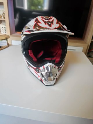 Casco Moto Hebo Talla L Blanco y Negro