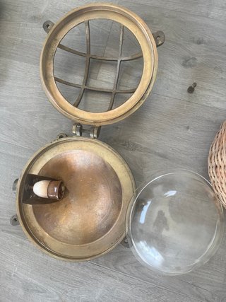 Lámpara Náutica Antigua Bronce Ojo Buey 26cm 4.8k